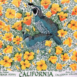 California Wild Poppy Tea Towel